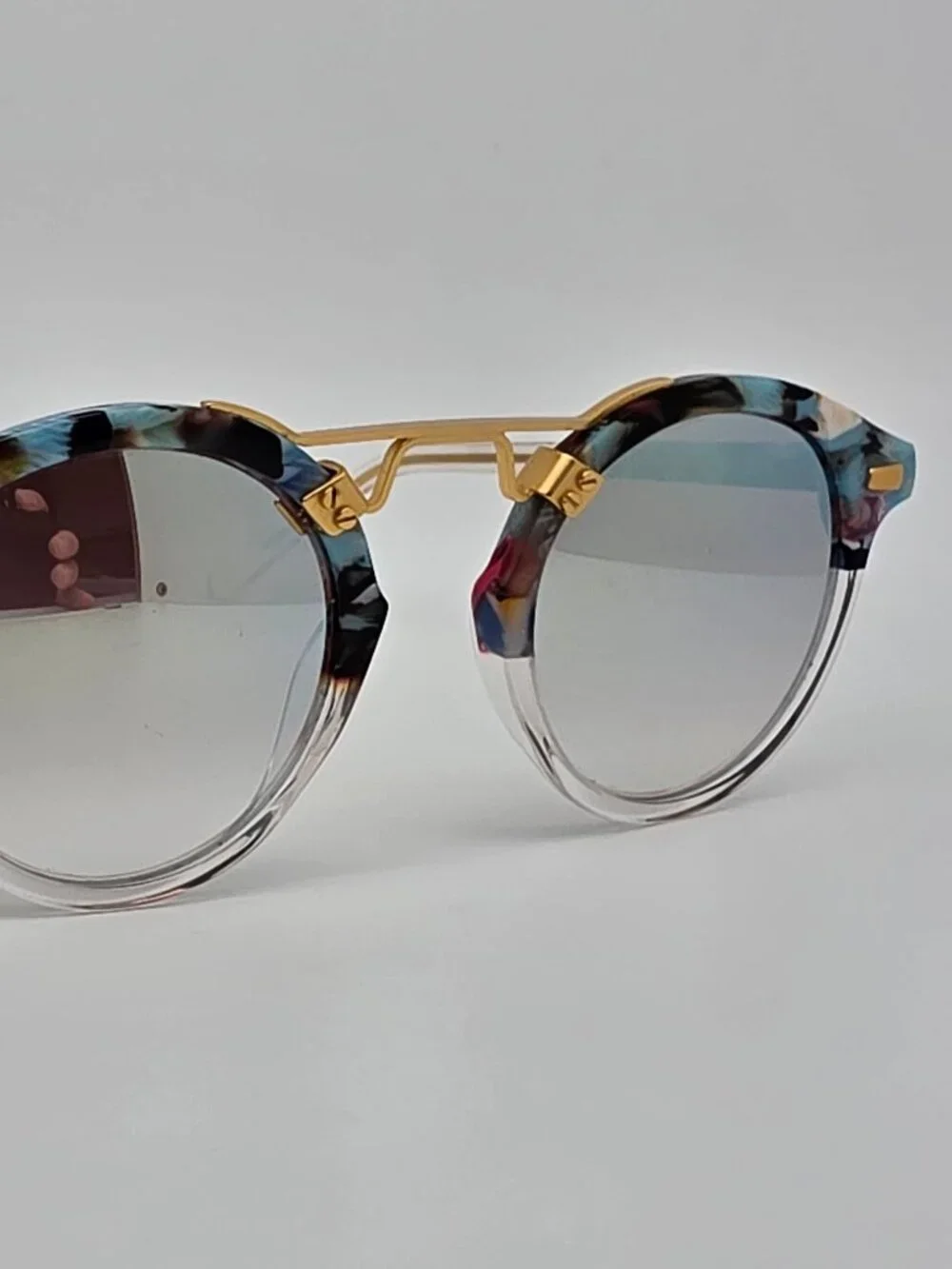 Krewe St. Louis Rio Confetti to Marine 24K Frame Silver Mirror Lens Sunglasses
